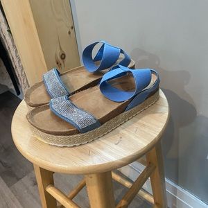 Blue rhinestone sandals
